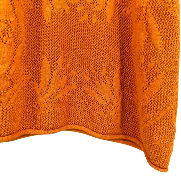Gudrun Sjödén Orange Open Antique Floral Print Organic Cotton Knit Tunic Top - Picture 8 of 11